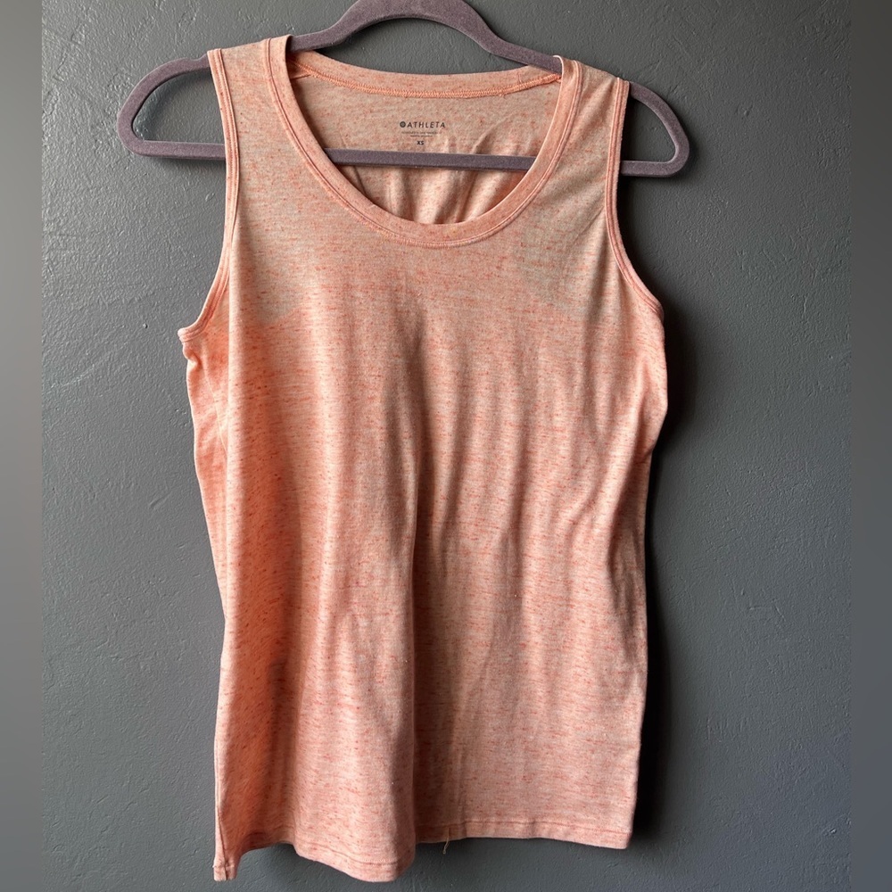 Athleta Coral Pink Crewneck Scrunched Racerback Workout Tank XSmall